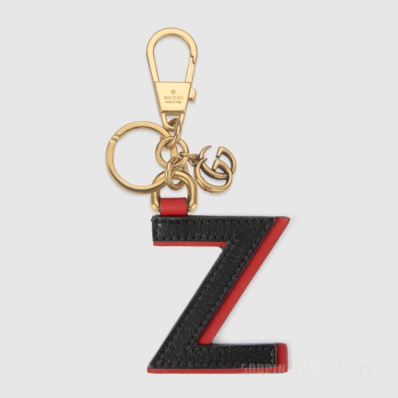 饰字母“Z”钥匙扣 黑色和红色皮革