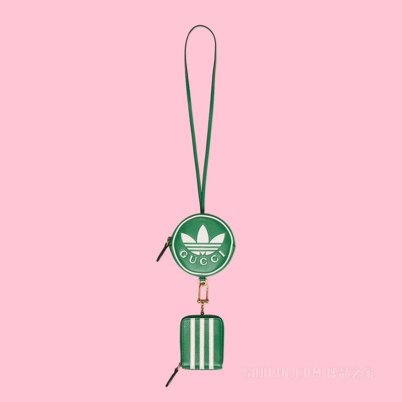 adidas x Gucci联名系列多用途零钱包 绿色皮革