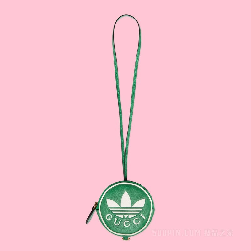 adidas x Gucci联名系列多用途零钱包 绿色皮革