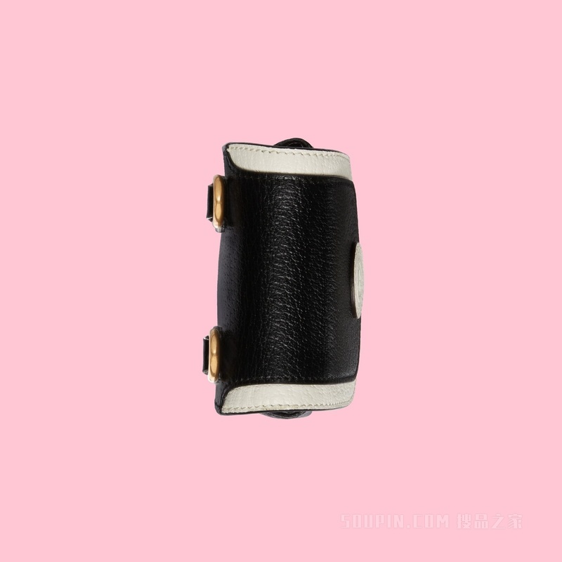 adidas x Gucci联名系列饰肩带迷你手袋 黑色和米白色皮革
