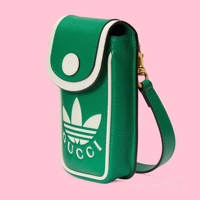 adidas x Gucci联名系列带包带迷你手袋 绿色皮革
