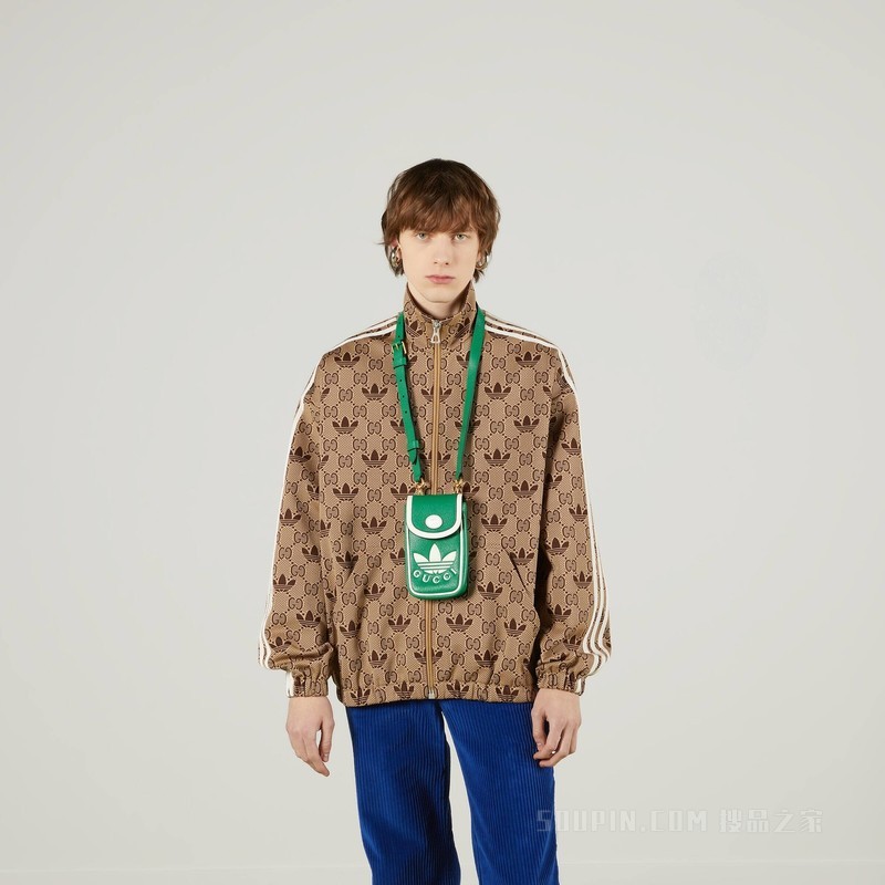 adidas x Gucci联名系列带包带迷你手袋 绿色皮革