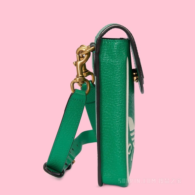adidas x Gucci联名系列带包带迷你手袋 绿色皮革