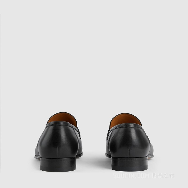 男士互扣式双G乐福鞋 黑色皮革