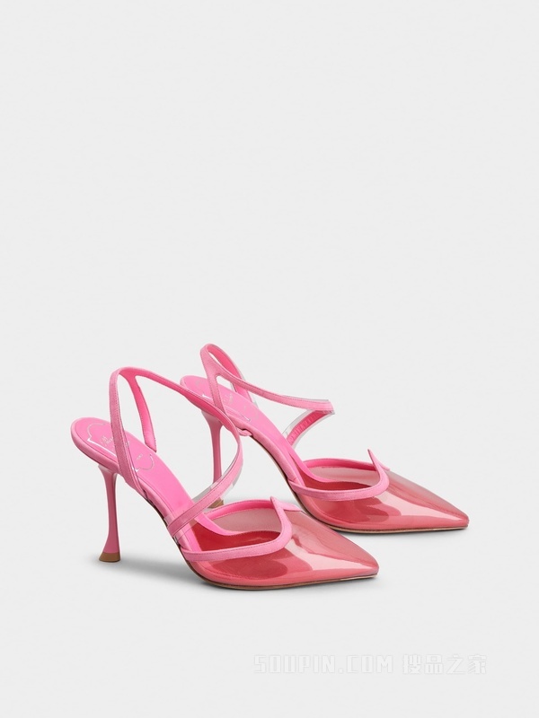 I Love Vivier PVC后袢带高跟鞋 粉色