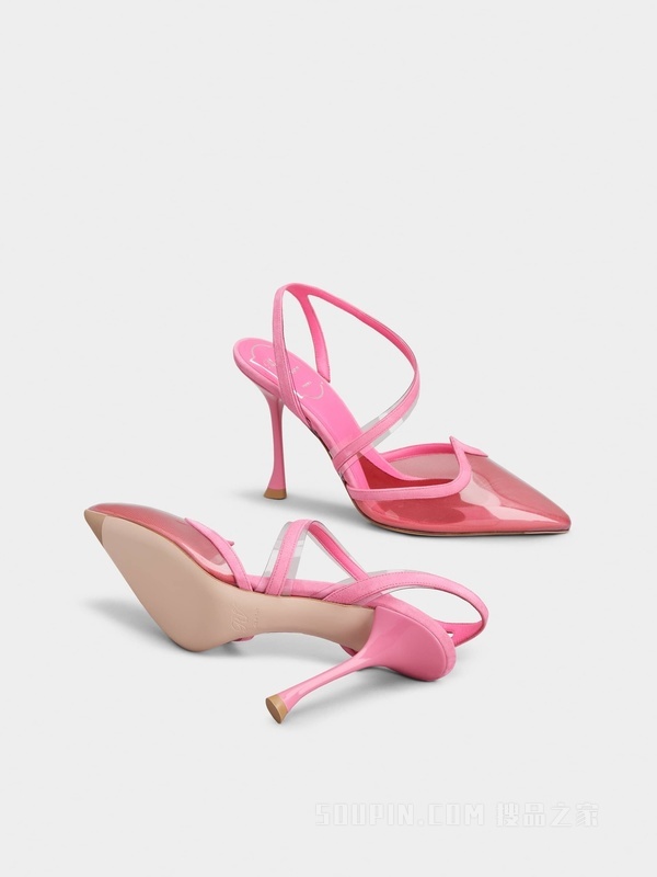 I Love Vivier PVC后袢带高跟鞋 粉色