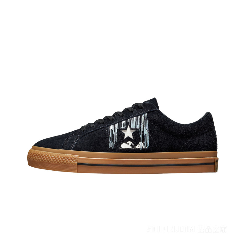【男女同款】Converse x Peanuts One Star板鞋联名款 中性 黑色