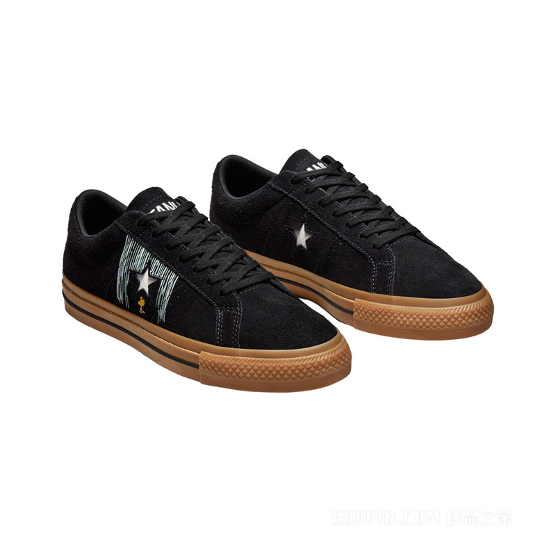 【男女同款】Converse x Peanuts One Star板鞋联名款 中性 黑色