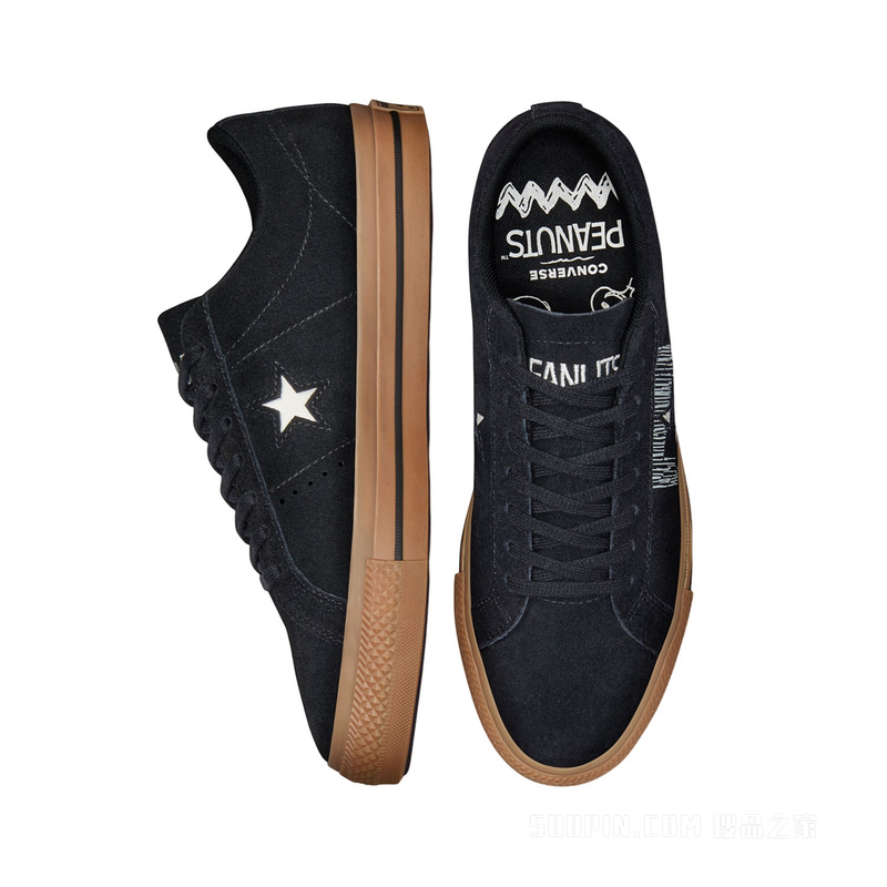 【男女同款】Converse x Peanuts One Star板鞋联名款 中性 黑色