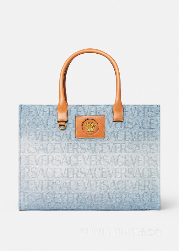 Versace Allover大号丹宁托特包