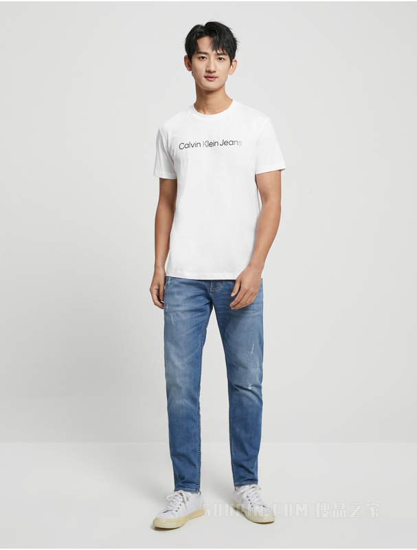 Calvin Klein 23春季新款男士时尚经典印花LOGO纯棉透气短袖T恤J323261