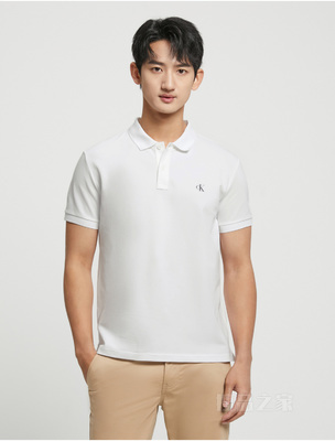 Calvin Klein 23春季新款男士简约撞色LOGO翻领透气短袖POLO衫J322253