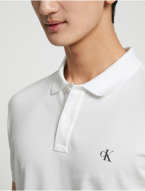 Calvin Klein 23春季新款男士简约撞色LOGO翻领透气短袖POLO衫J322253