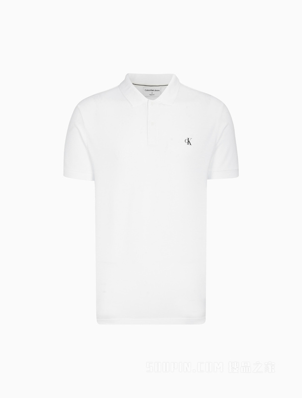 Calvin Klein 23春季新款男士简约撞色LOGO翻领透气短袖POLO衫J322253