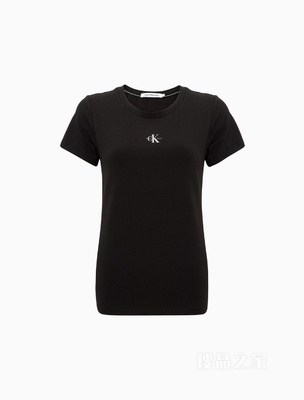 Calvin Klein 23春季新款女士简约层叠LOGO透气圆领修身短袖T恤J221217