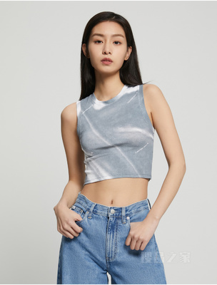 Calvin Klein 23春季新款女士时尚扎染效果简约LOGO针织背心J220728
