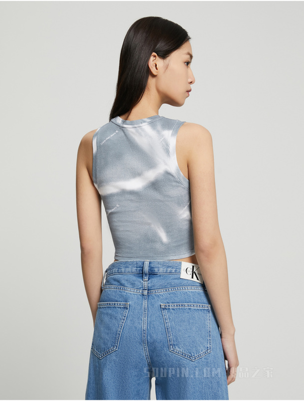 Calvin Klein 23春季新款女士时尚扎染效果简约LOGO针织背心J220728