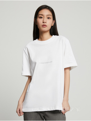 Calvin Klein 23春季新款女士休闲男友风刺绣纯棉圆领短袖T恤J221216