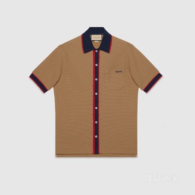 羊毛针织Polo衫 驼色