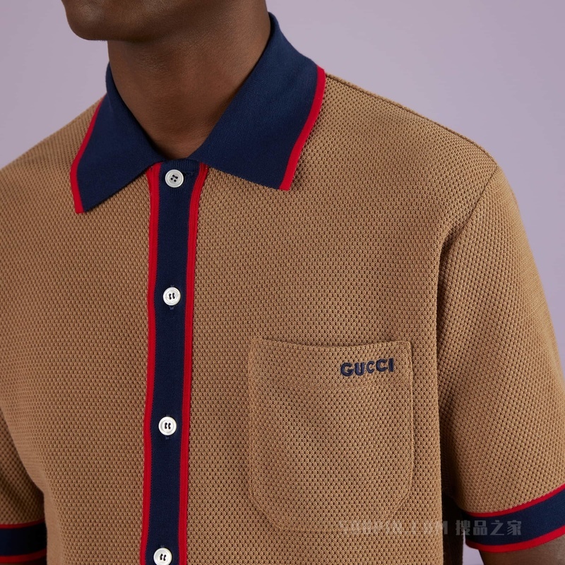 羊毛针织Polo衫 驼色