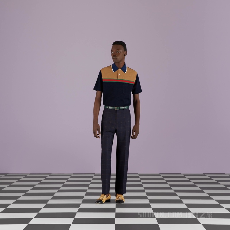 羊毛针织Polo衫 海军蓝