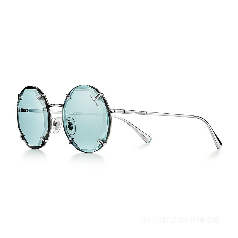 Tiffany 系列 Tiffany Blue® 蒂芙尼蓝色镜片银色金属太阳镜