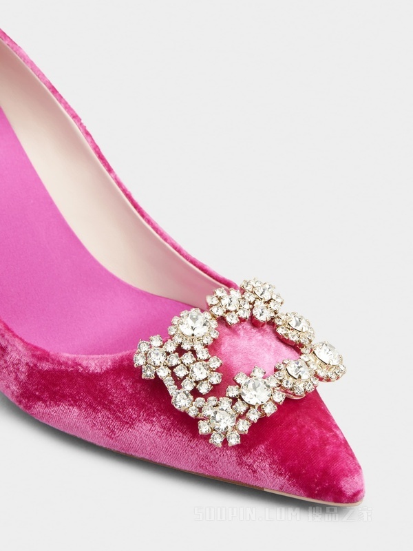 Flower Strass花钻天鹅绒高跟鞋 粉色