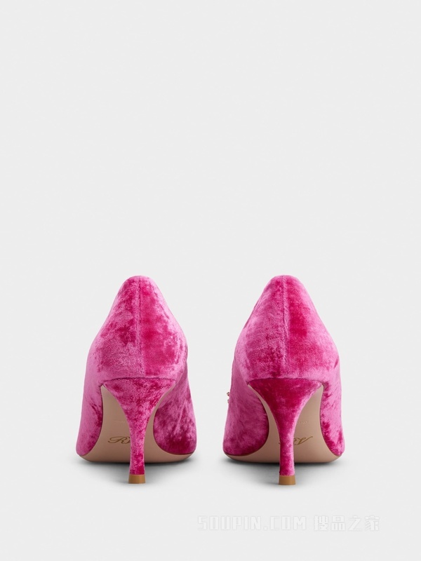 Flower Strass花钻天鹅绒高跟鞋 粉色