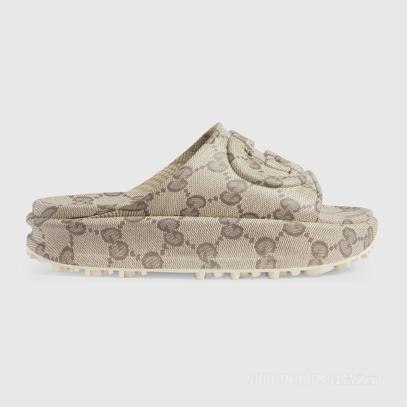 男士互扣式双G拖鞋 米色和乌木色