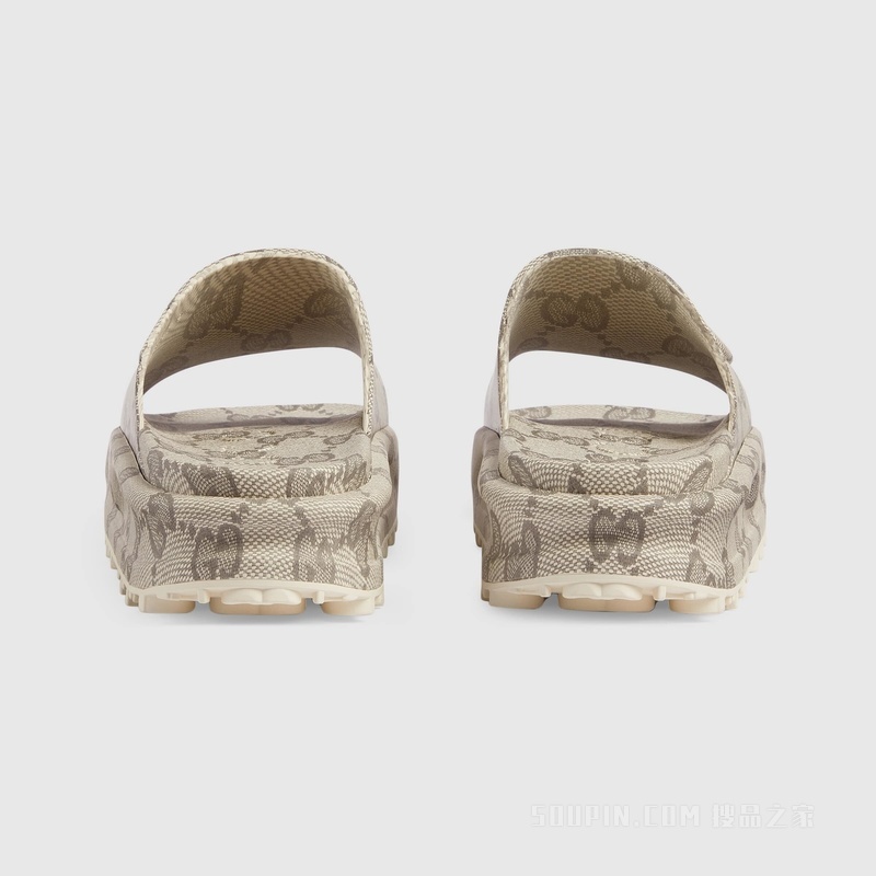 男士互扣式双G拖鞋 米色和乌木色