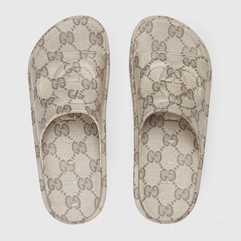 男士互扣式双G拖鞋 米色和乌木色