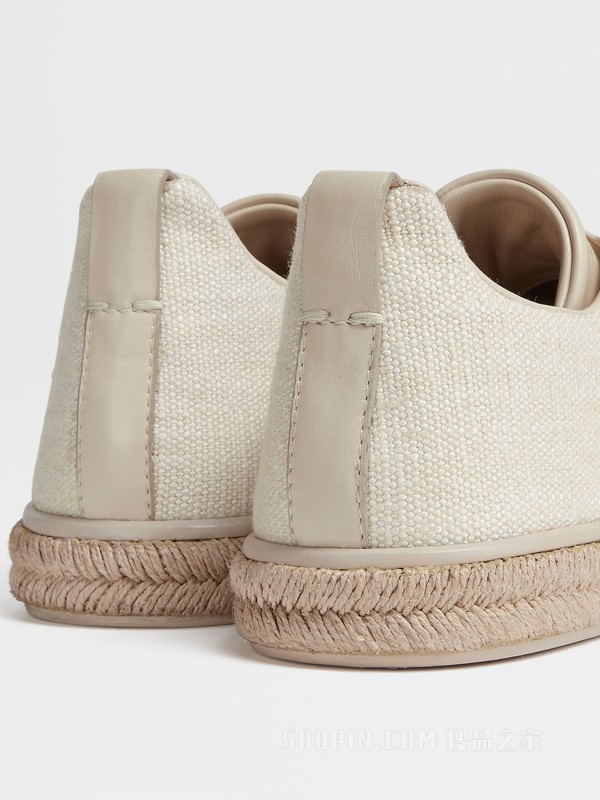 米白色亚麻 Triple Stitch™ 平底凉鞋