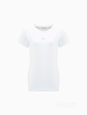 Calvin Klein 23春季新款女士简约层叠LOGO透气圆领修身短袖T恤J221217