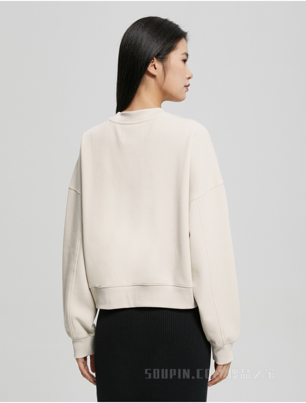 Calvin Klein 春秋女士时尚简约交叠LOGO宽松圆领套头卫衣J220931