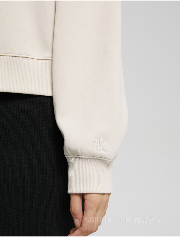 Calvin Klein 春秋女士时尚简约交叠LOGO宽松圆领套头卫衣J220931