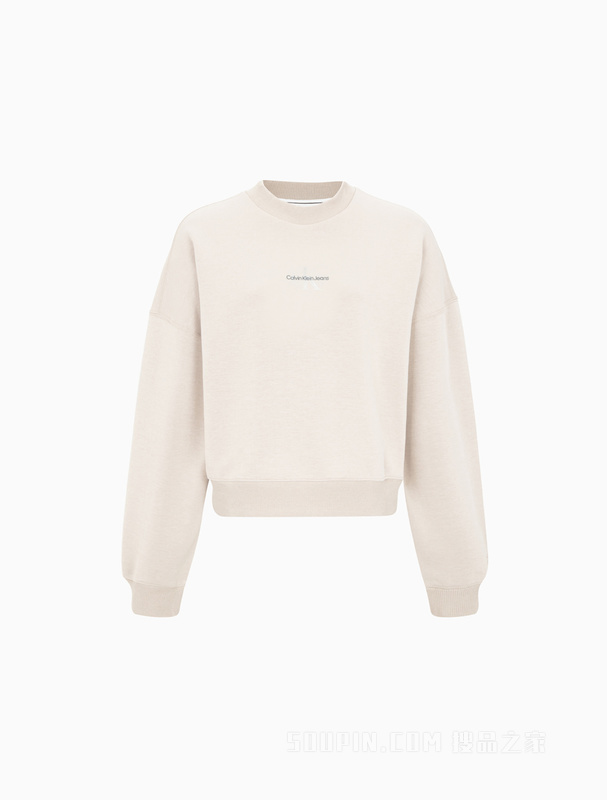 Calvin Klein 春秋女士时尚简约交叠LOGO宽松圆领套头卫衣J220931