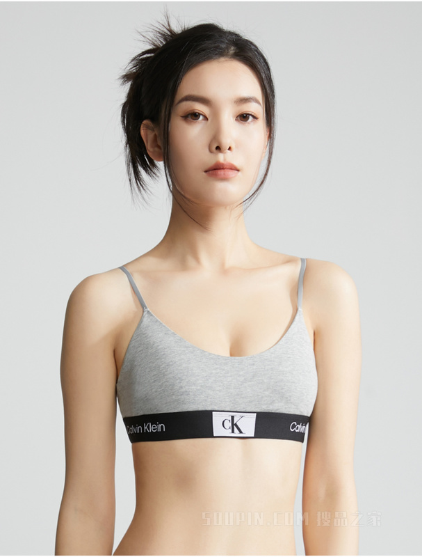 【CK96】Calvin Klein 23春季女循环LOGO舒适薄垫细肩带棉质文胸QF7216AD