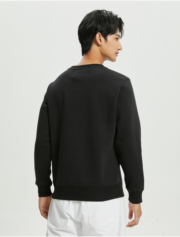 Calvin Klein 秋冬男女情侣中性时尚圆领印花加绒套头卫衣J322333