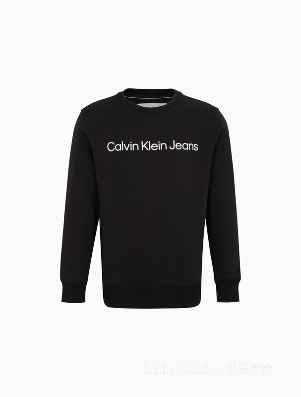 Calvin Klein 秋冬男女情侣中性时尚圆领印花加绒套头卫衣J322333