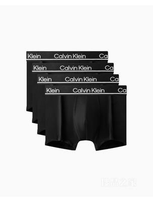 Calvin Klein 23春季新款男士四条装LOGO腰边弹力轻薄平角内裤NP2446O