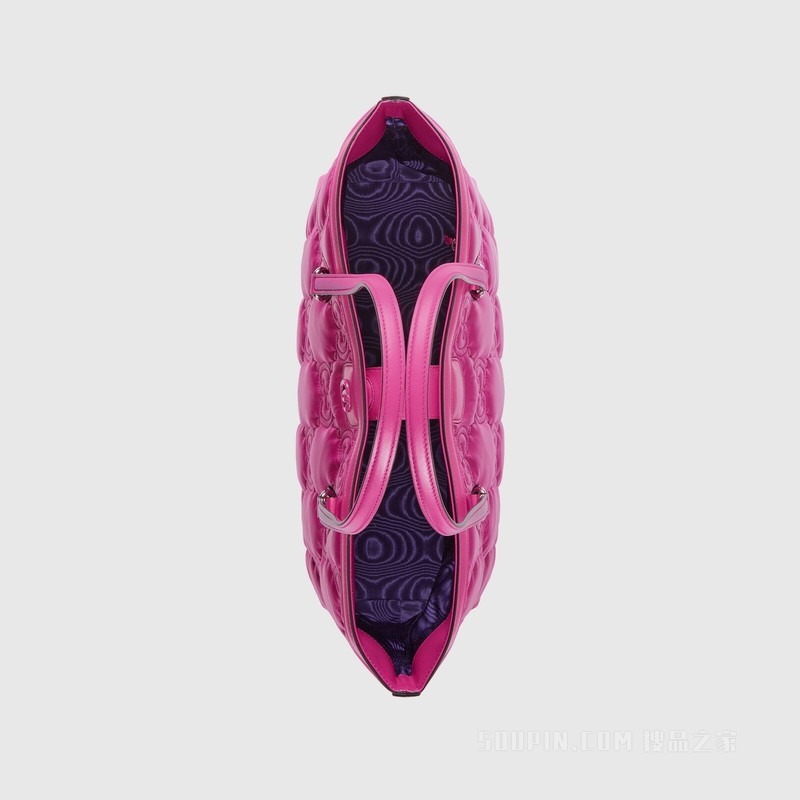 Ophidia系列GG Matelassé中号托特包 紫红色尼龙