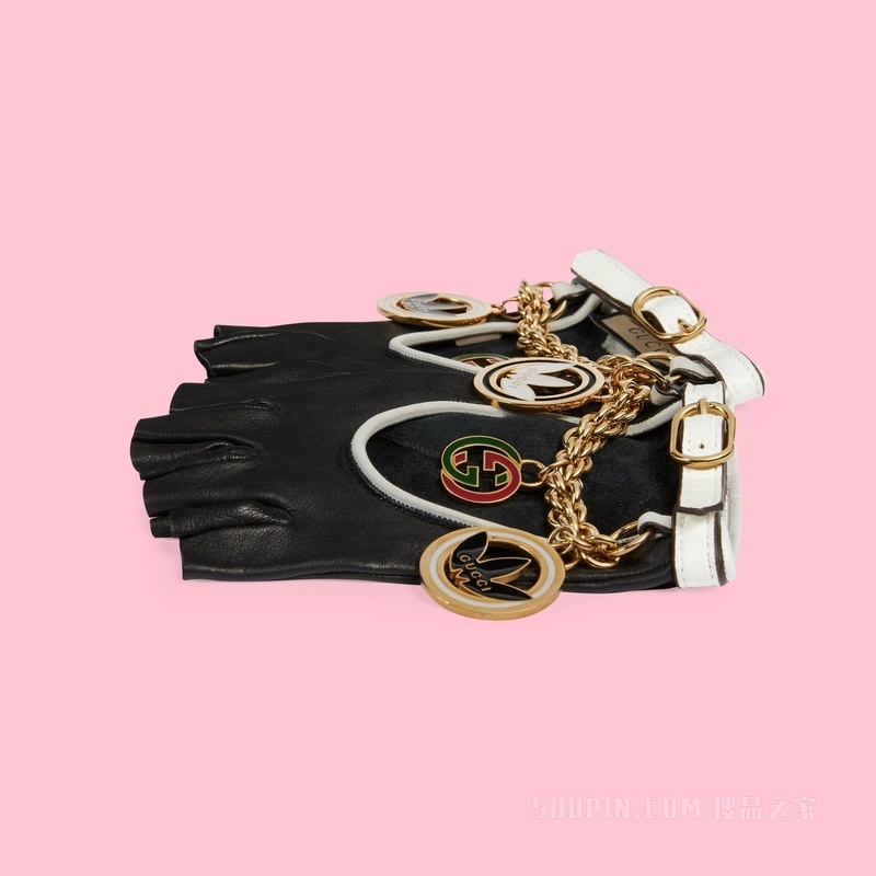 adidas x Gucci联名系列皮革手套 黑色和白色