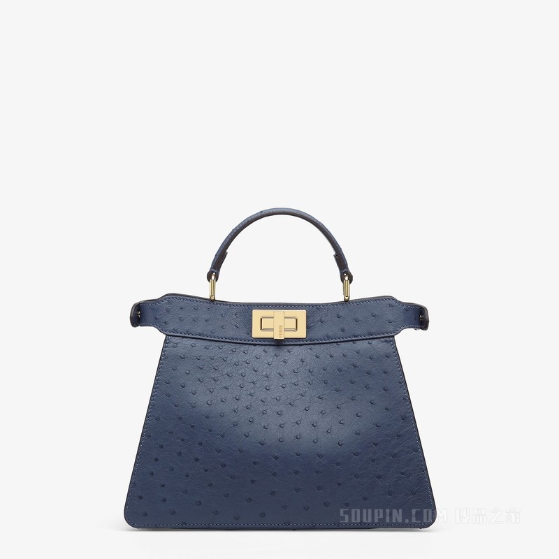 Peekaboo ISeeU小号手袋 蓝色鸵鸟皮手袋