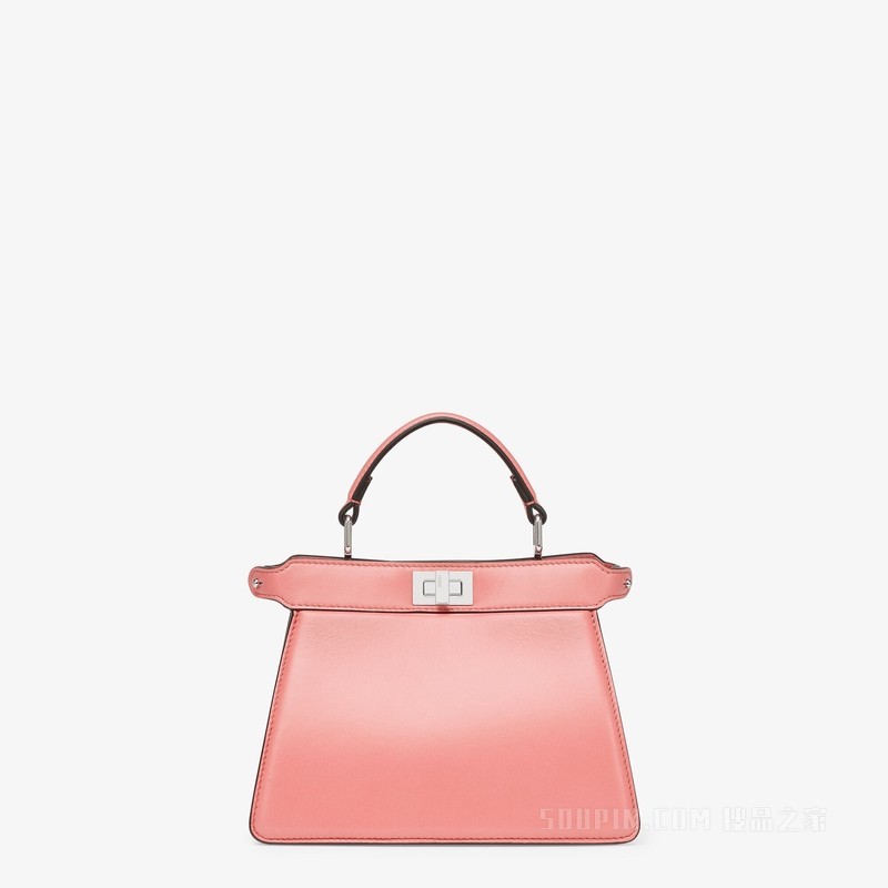 Peekaboo ISeeU Petite 粉红色带夹层纳帕皮革手袋