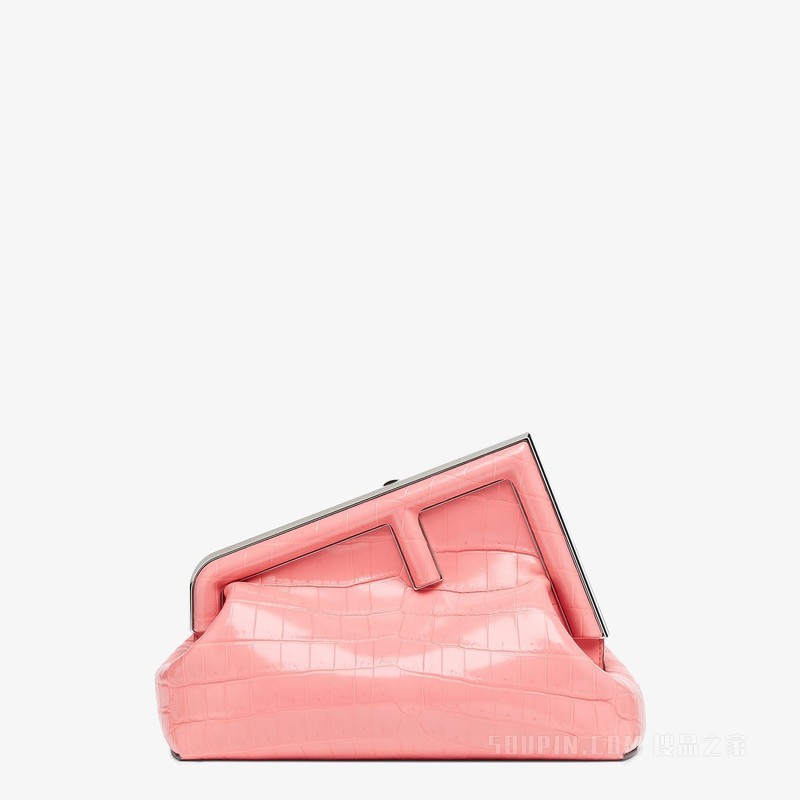 Fendi First Midi手袋 粉红色鳄鱼皮手袋