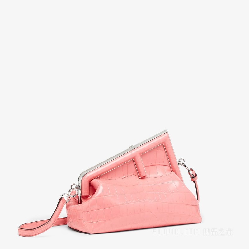 Fendi First Midi手袋 粉红色鳄鱼皮手袋