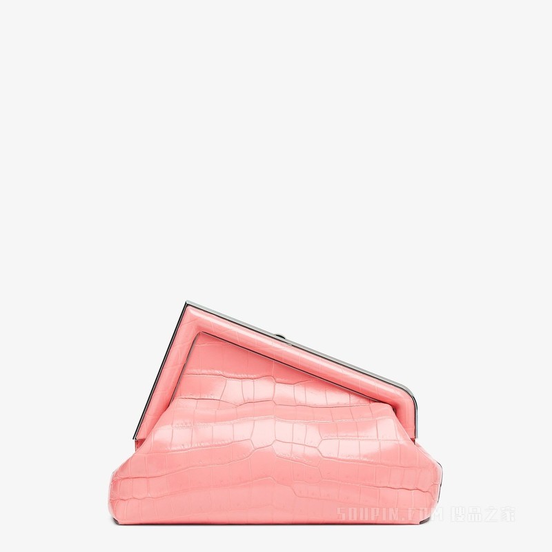 Fendi First Midi手袋 粉红色鳄鱼皮手袋