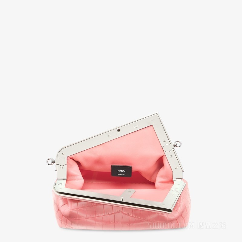 Fendi First Midi手袋 粉红色鳄鱼皮手袋