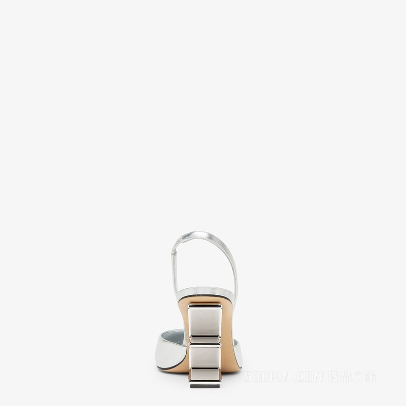 Fendi First 银色皮革高跟露跟鞋