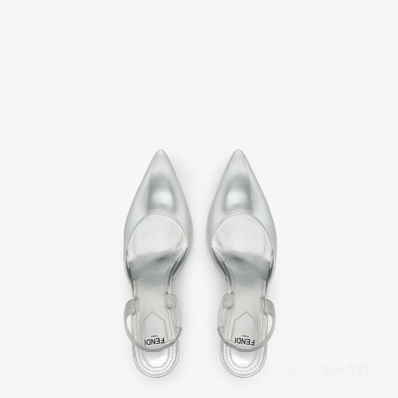 Fendi First 银色皮革高跟露跟鞋